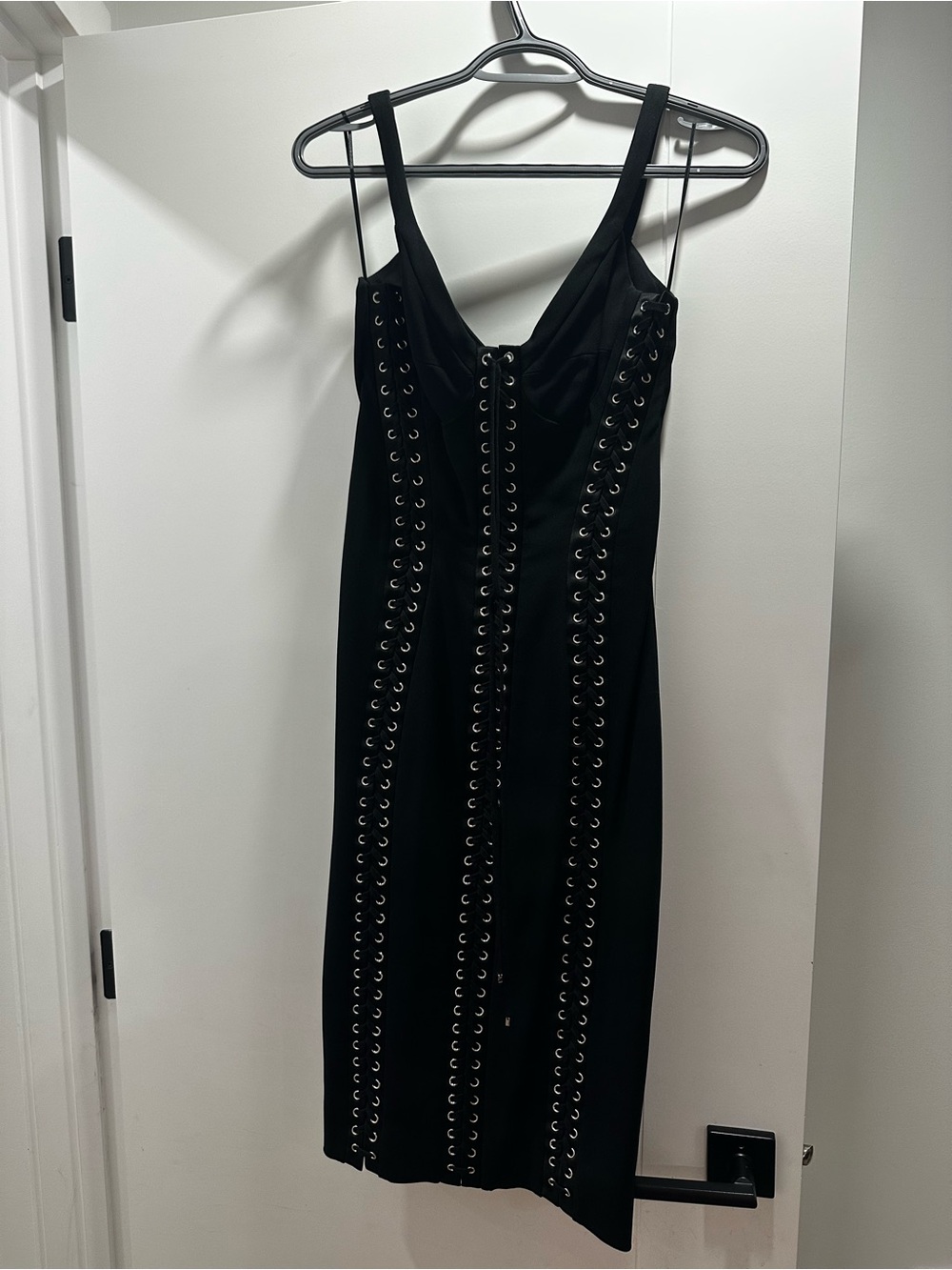 Dolce & Gabbana Black Eyelet-Front Midi Dress